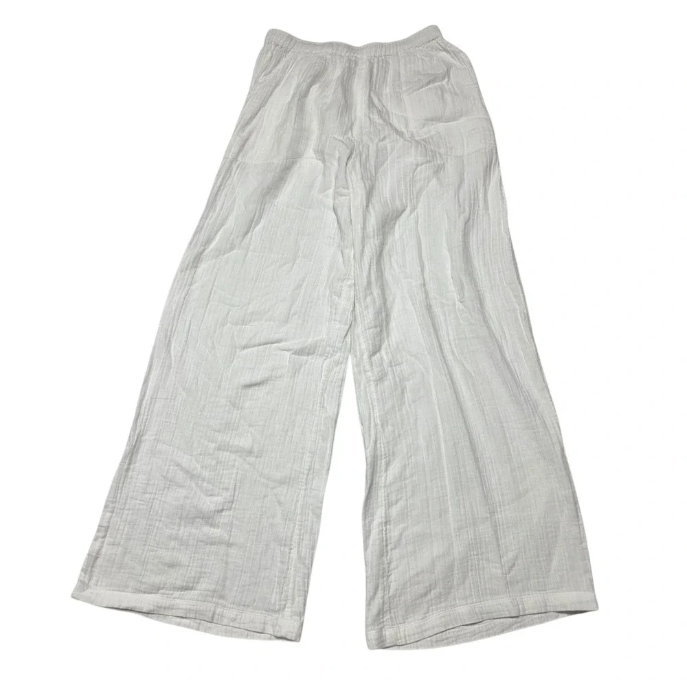Roxy Pants Womens Medium White Cotton Gauze Wide Leg Beach Cover Up Boho